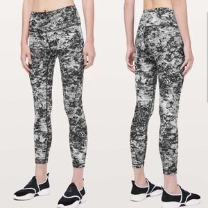 Lululemon Wunder Under High Rise Cropped Legging Masked Lace Starlight Black